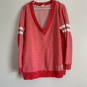 Pink - v neck varsity sweatshirt